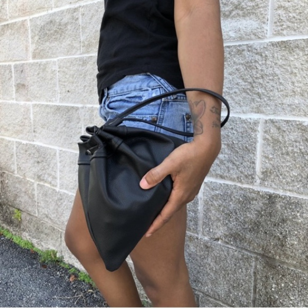LOVE,CORTNIE THREE POINTS DRAWSTRING MINI LEATHER BAG